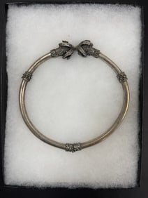 Ancient Silver Ram's Head Necklace Neck Band