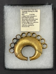 Pre-Columbian Gold Sinu Tumbaga Earring c. 800-1500AD