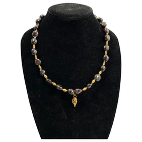 Ancient High Karat Gold Stone Bead Necklace