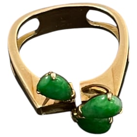 Vintage 14k Gold Jade Ring Size 13