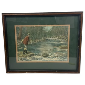 Vintage Colorized Print of "Upstream" By Arthur Burdett Frost