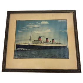 Vintage Colorized Printing of the RMS Queen Mary