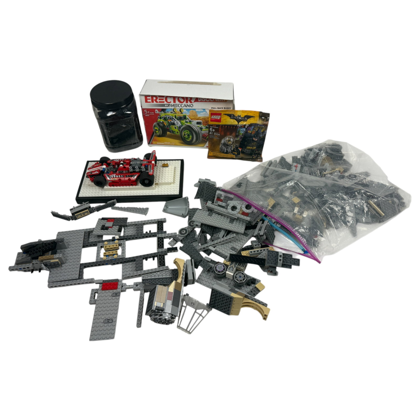 Lego Millenium Falcon an Lego Cars Collector Lot: Includes Erector Pull back Buggy, Lego Technic (42011) Race
