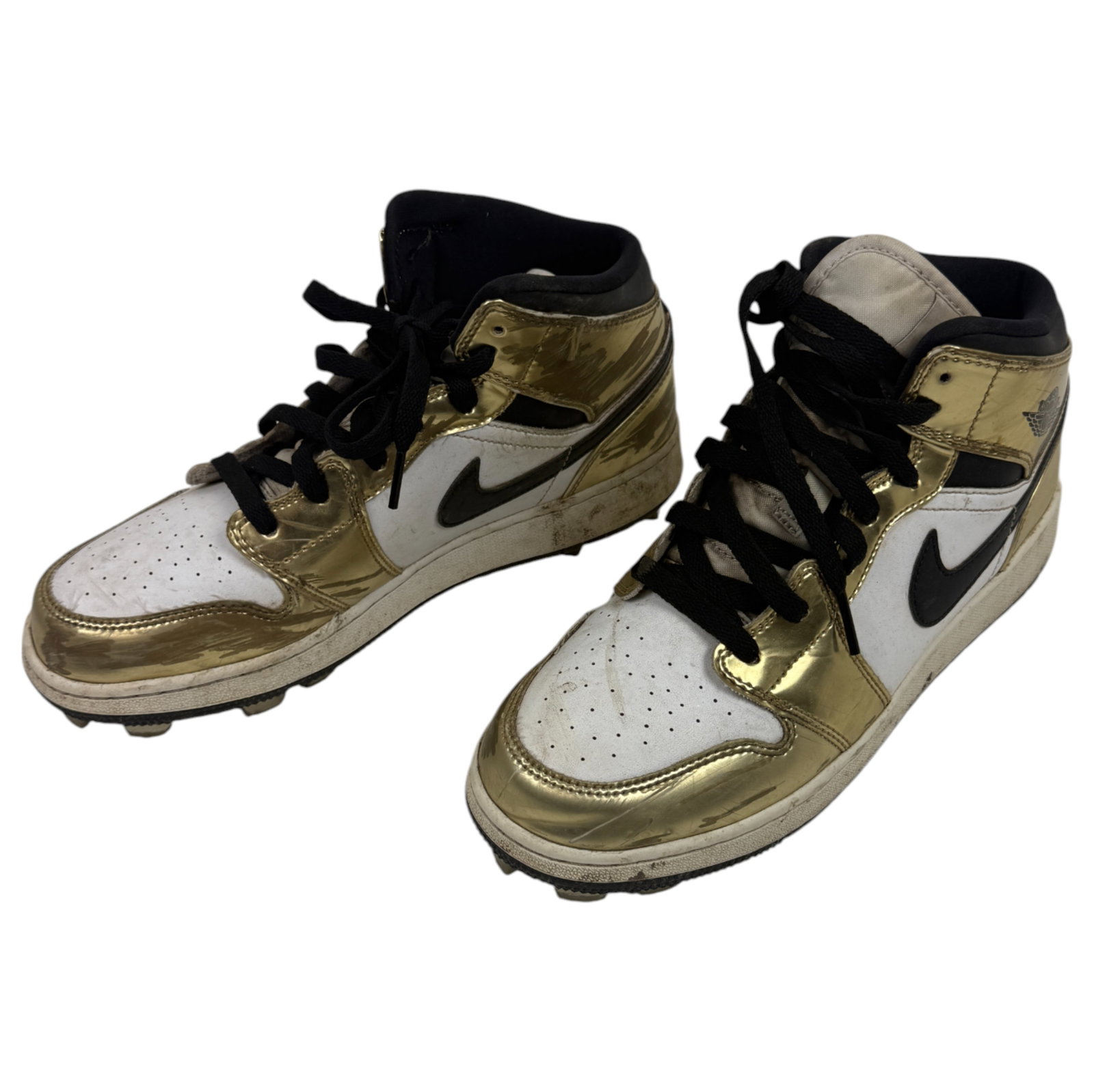 Nike Air Jordan Shoes 1 mid SE metallic Gold Shoes Size 7Y: Nike Air Jordan Shoes 1 mid SE metallic Gold Shoes Size 7Y