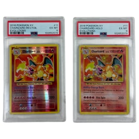 2016 Pokemon XY Charizard-Holo Evolutions & Charizard Reverse Foil Cards (Both are PSA Grade 6)