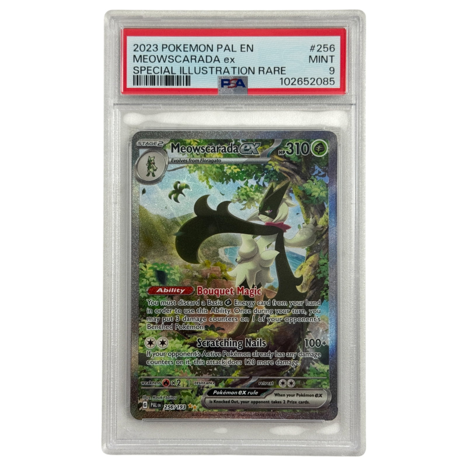 2023 Pokemon PAL EN Meowscarada EX PSA Grade 9: Special illustration art # 256