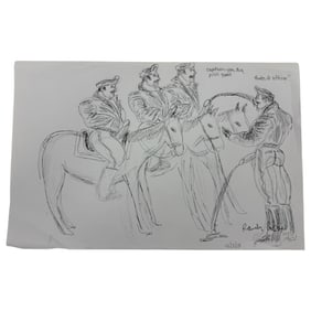 Randy Coleman Horse mounted Police Pencil on Paper Sketch