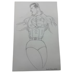 Randy Coleman Gay Superman Double-sided Pen on Paper Sketches