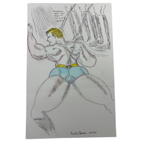 Randy Coleman Dieing Superman Pen and Pencil Sketch