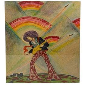 Jimi Hendrix Signed Autograph Illustration Art Drawing Rare