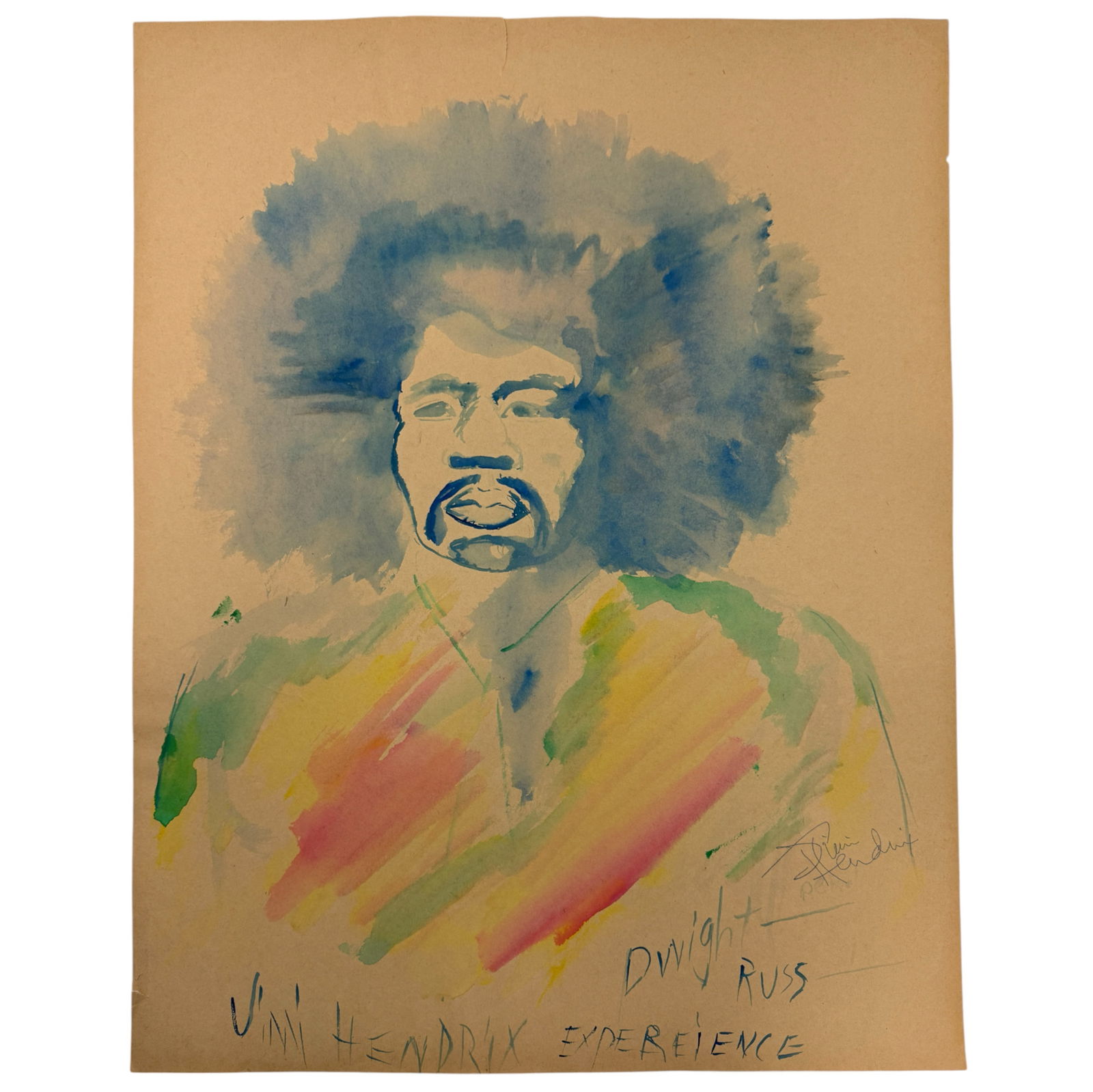 Jimi Hendrix Signed Illustration Art Drawing Rare (1 of 3)