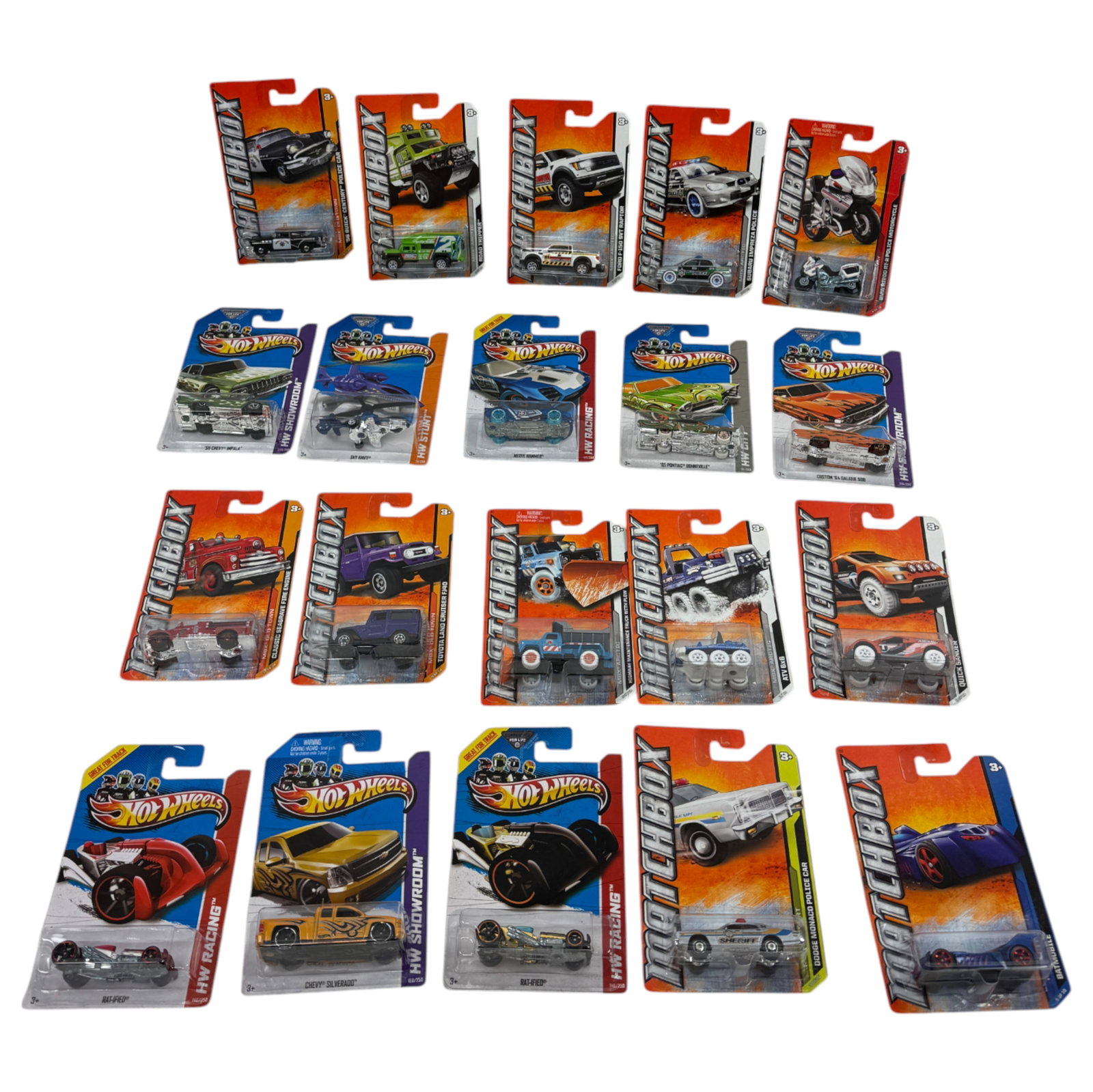 Hot Wheels and Matchbox & Muscle Machines MBX Metal Cars Lot: Comes With 20 pieces