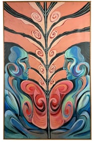 Oil on Canvas Painting Called "A Man And His Reflection" Signed  by Jan Chen