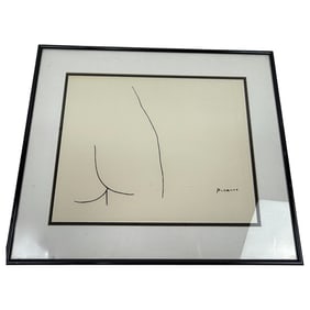 Pen and Paper Lithograph Print Nude Female Torso Pablo Picasso Signed in Print