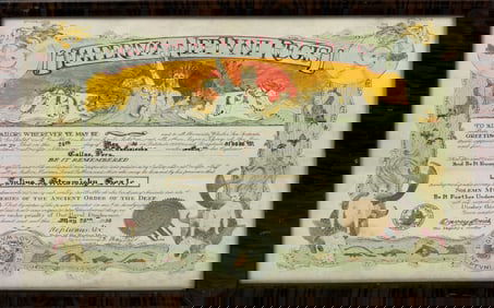 Ceremonial Certificate of The Ancient Order of The Deep, Issued to Julius A. Stramisky