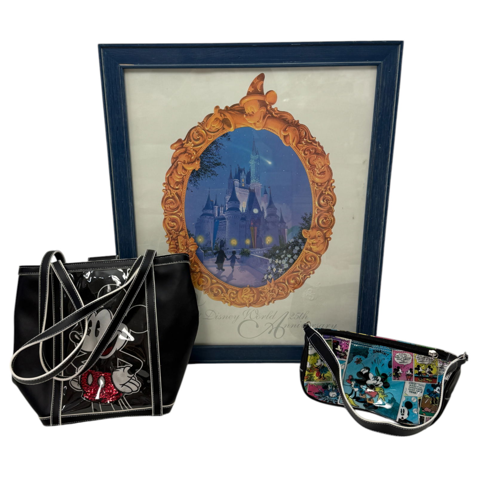 Walt Disney World 25th Anniversary serigraph, mickey mouse hand-bag and pencil bag (1 of 8)