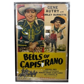 Vintage Movie Poster for Bells of Capistrano Origional One Sheet Movie Poster-Gene Autry with Smiley