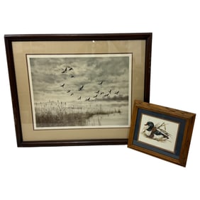 Vintage Lithograph Limited Edition 62/275 signed by Geraloh Lubeck and Joel Kirk Wildlifef Duck