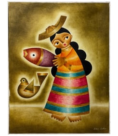 Vintage Gustavo Martinez Oil Painting on canvas Signed on the bottom right corner