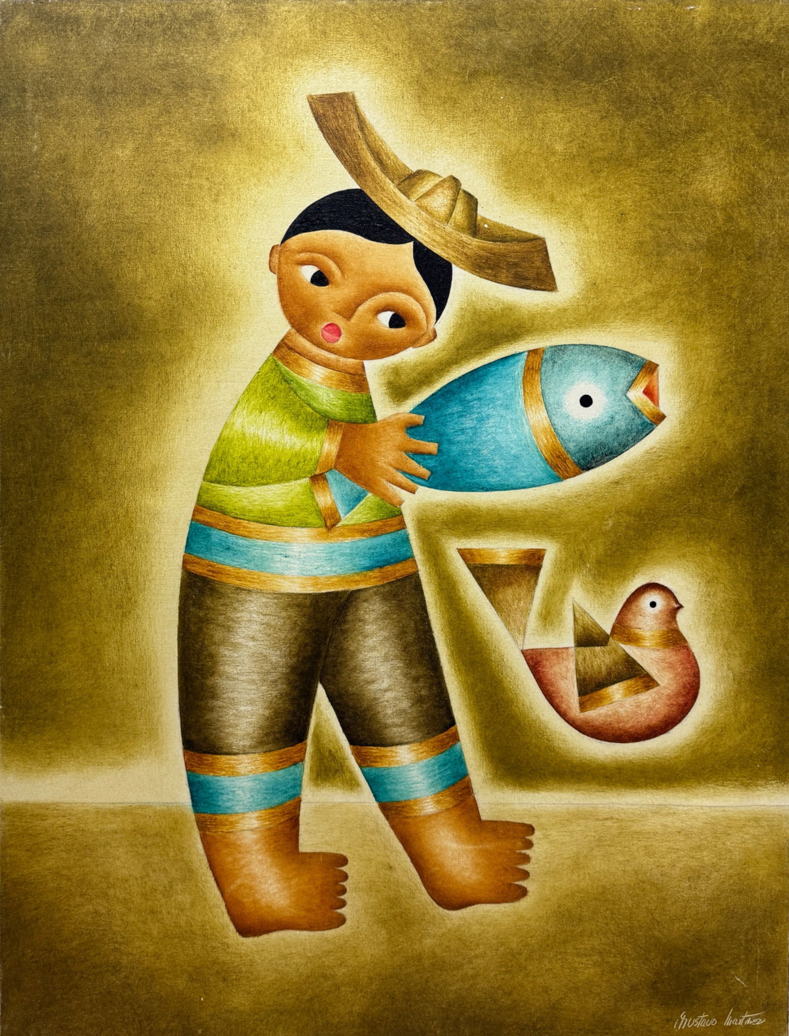 Vintage Gustavo Martinez Oil Painting on canvas Signed on the bottom right corner (1 of 3)