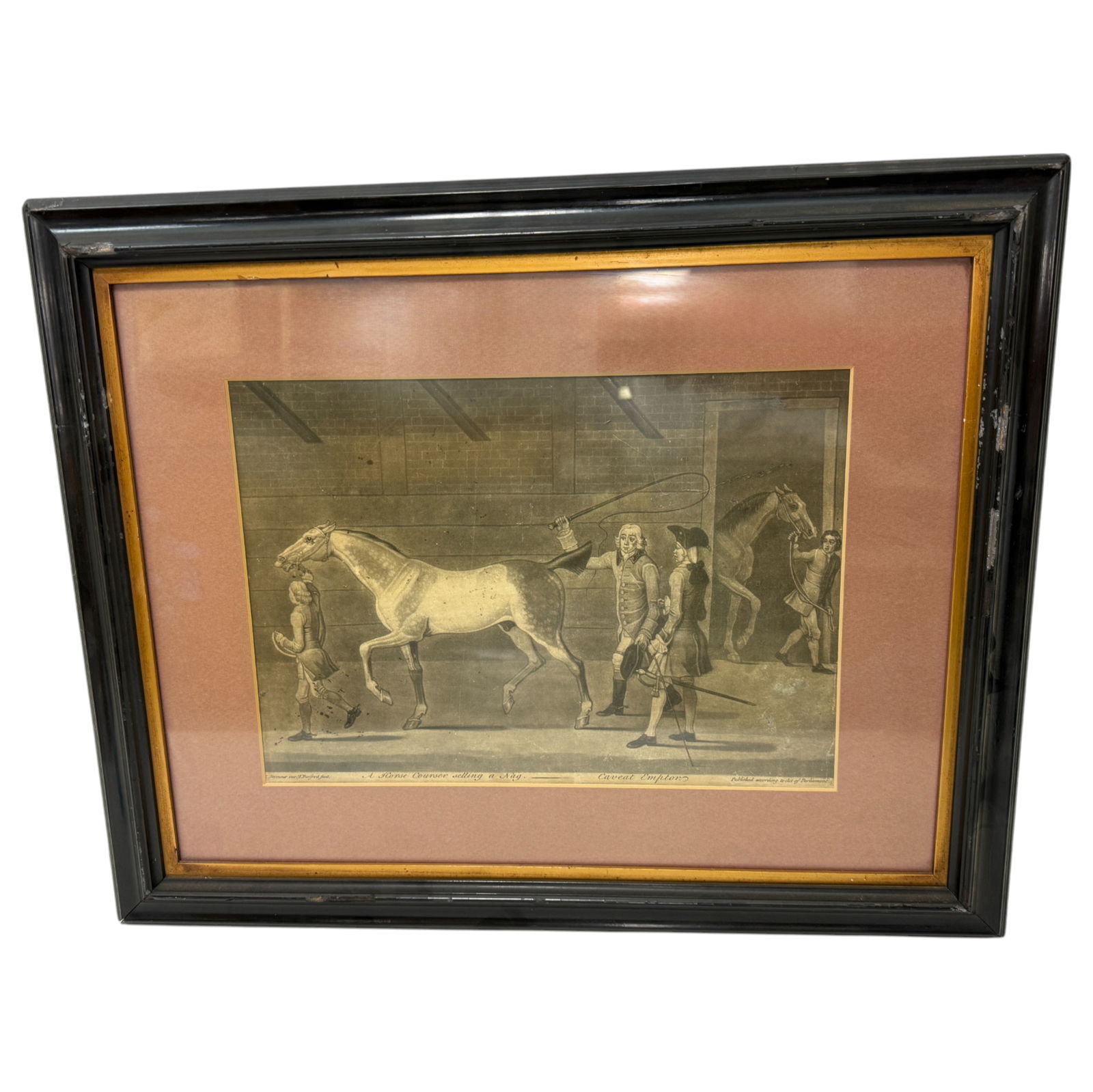 Vintage 18th Century Engraving of a Horse Courser Selling A Nag by Thomas Burford: measurements are 18x22 Early English Circa 1750