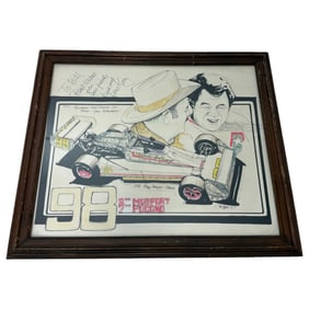 Vintage Colored Sketch of 1976 Indie Car Built and Raced by Agajanian and Grant King-Evil Knievel
