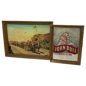 Vintage Art For Man Cave, Oil on Board Parade Past Budweiser, by Sherrill , John Bull Beer Wall