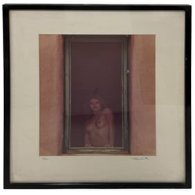 Vintage Tony Venilla Partial Nude Lady Standing in a window