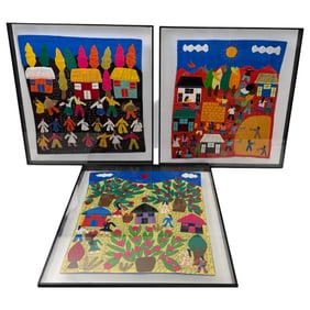 Vintage Folk Art Wall Tapestry  by Unknown Artist