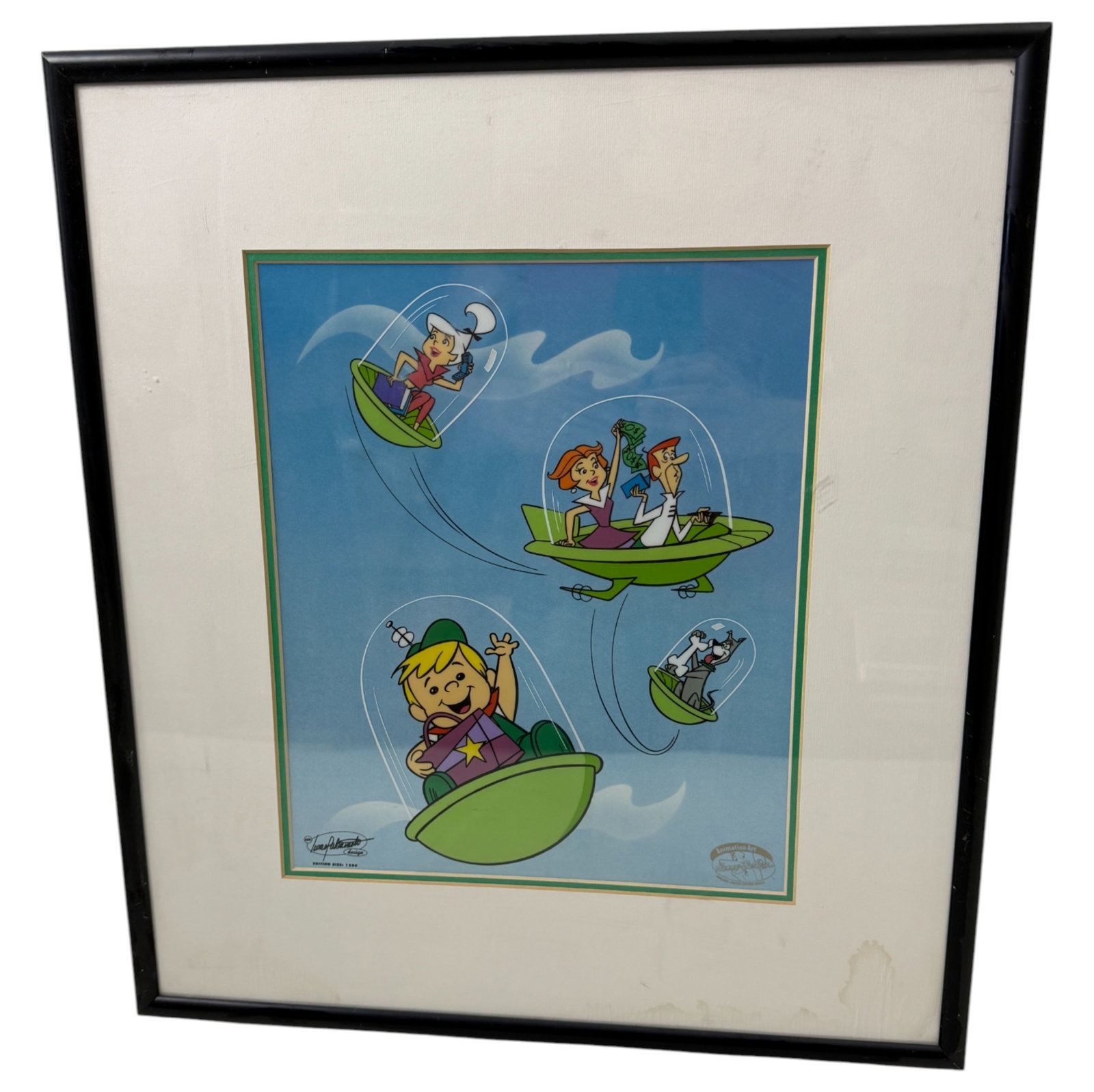 Vintage Jetsons Lithiograph produced by Animation Art Hanna Barbera: 17x20 with frame