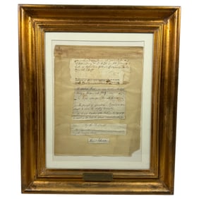 Thomas Jefferson US President 1826 Cut Signature to Capt James Davidson Framed