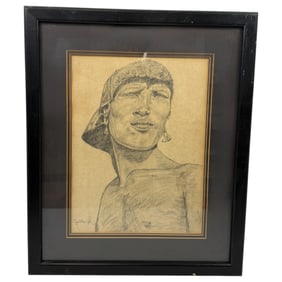 Cynthia Smith Pencil Drawing Hand Signed Art "Masai Warrior"