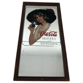 Vintage Coca-Cola Girl advertisment wooden framed Mirror