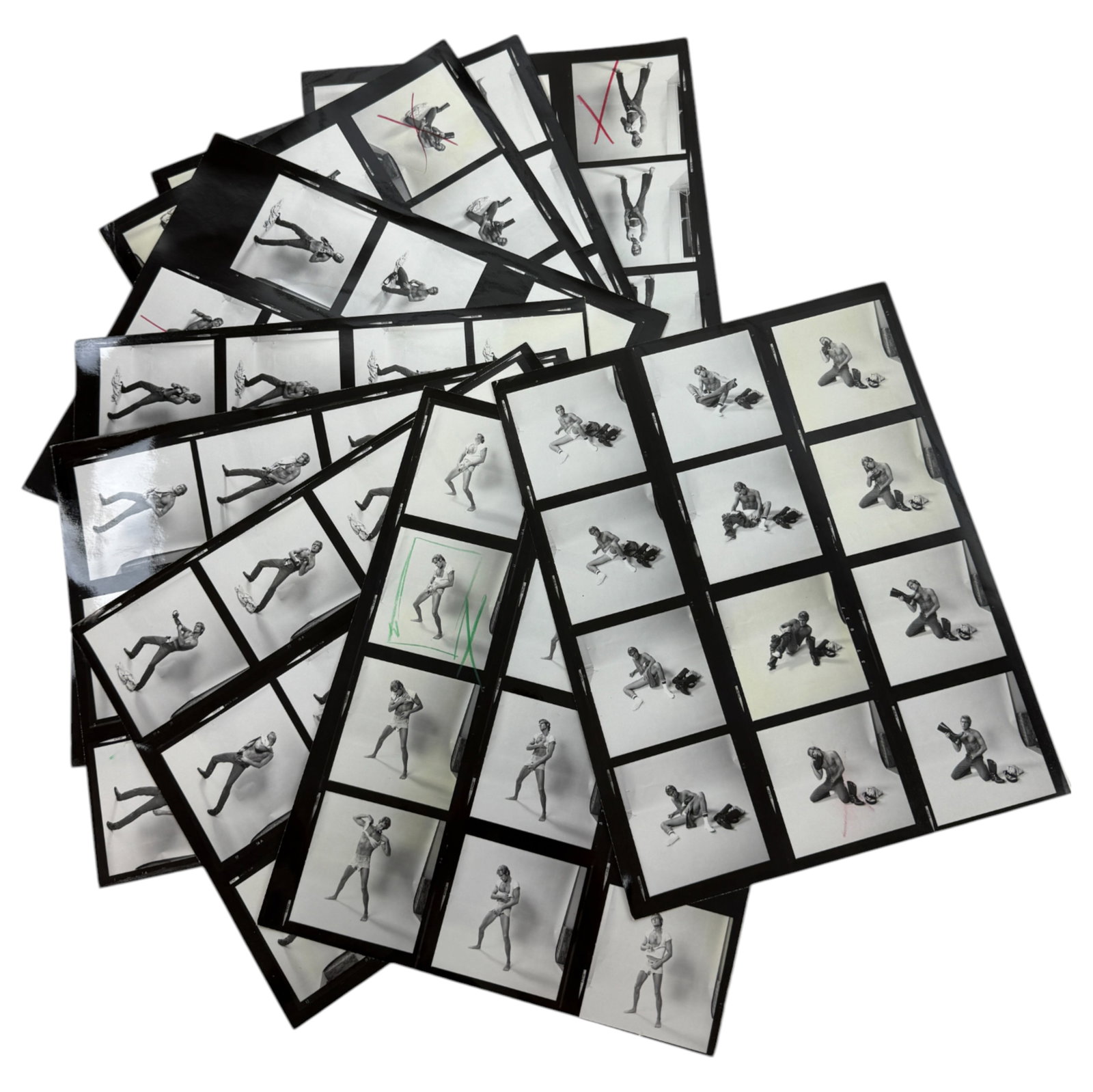 Male Model Proofs: 10 x 8 orginal photos lot of 10 pages with 12 pics each