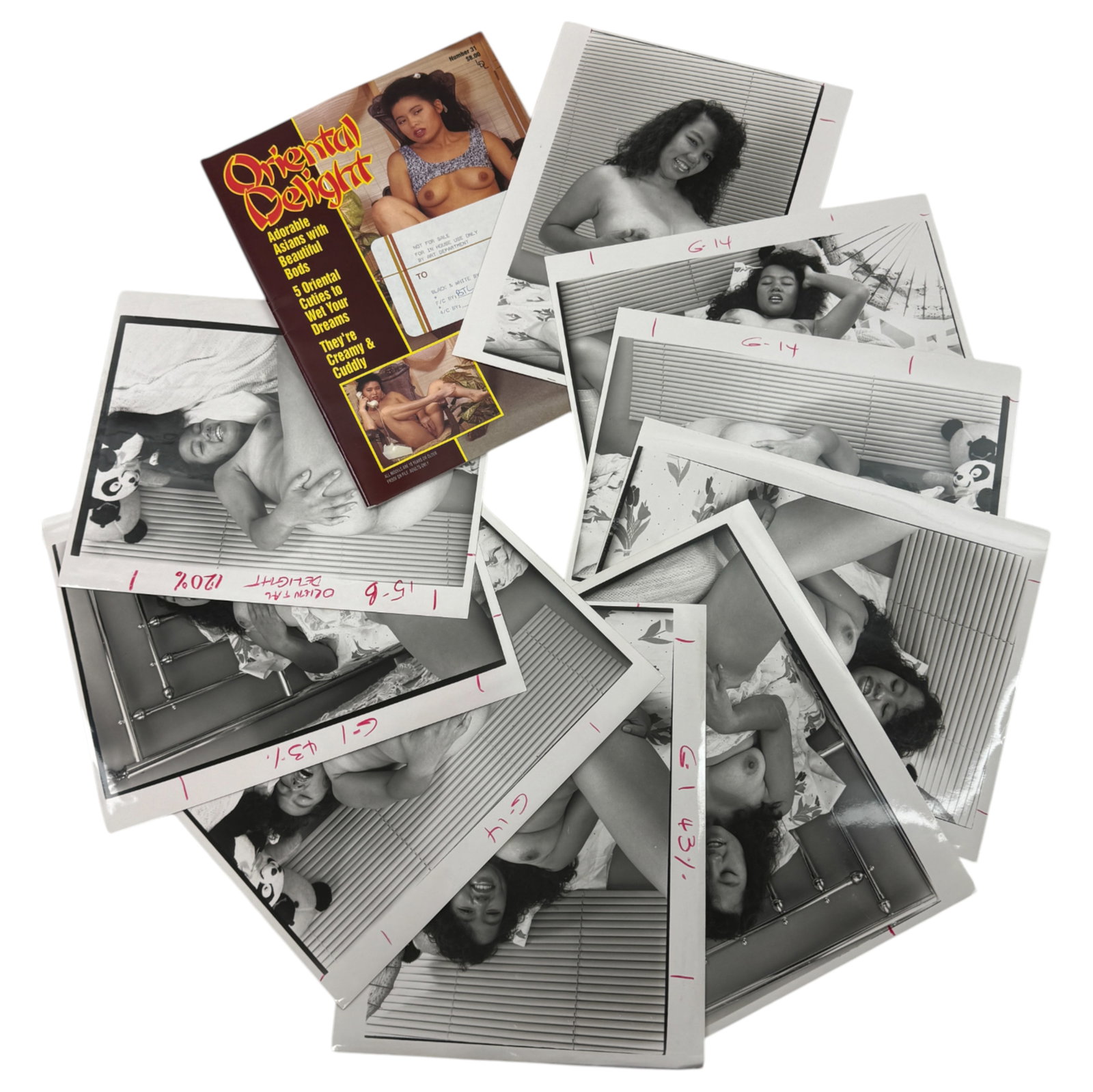 Erotic Asian Magazines and XXX Deadstock Photos: includes 9 8x10 photos an 1 magazine