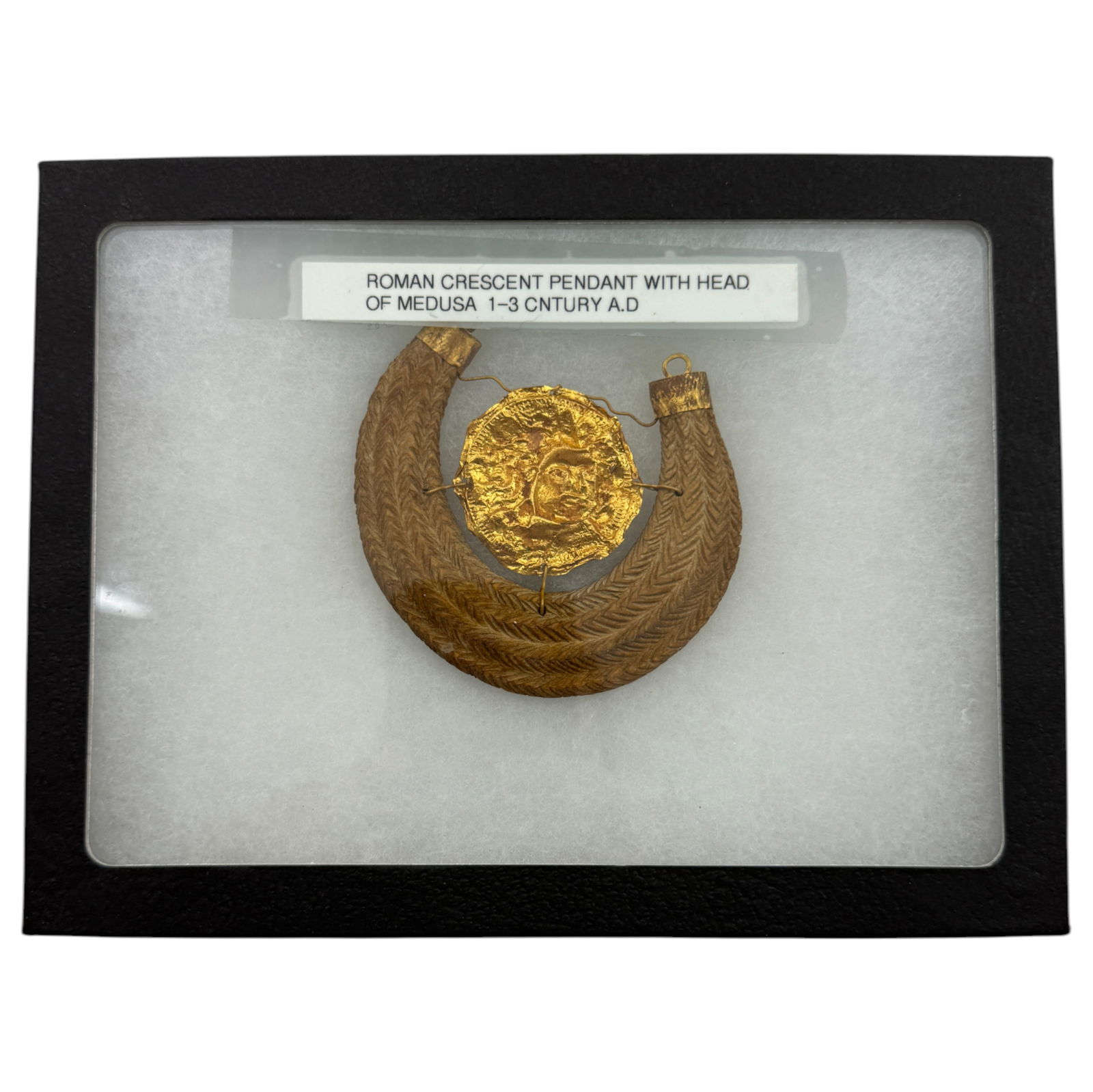 High Karat Gold Roman Head Of Medusa Crescent 1-3 Century A.D Pendant (1 of 2)