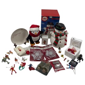 Christmas Decor Lot – Penguin, Pooh Ornament, Cookie Jar