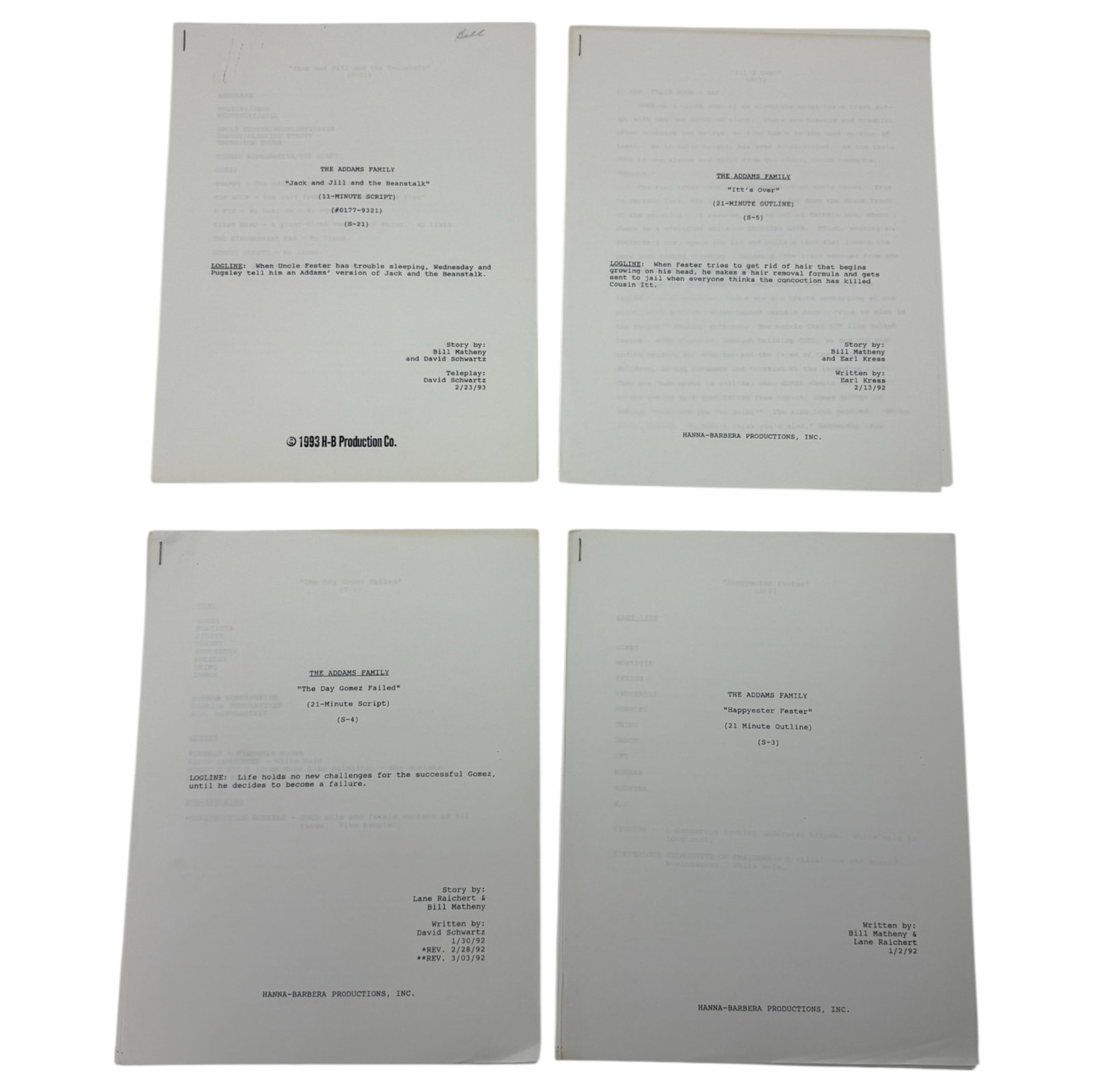 Vintage The Addams Family TV Show Scripts: Vintage The Addams Family TV Show Scripts, The Day Gomez Failed, Happyester Fester, Its Over, Jack and Jill and the Beanstalk