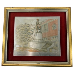 Vintage Etched Metal Plaque "The Youthful Franklin University Of Pennsylvania" 20th Century Plaque