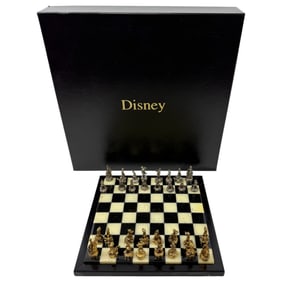 Vintage Disney Chess Board and Metal Pieces
