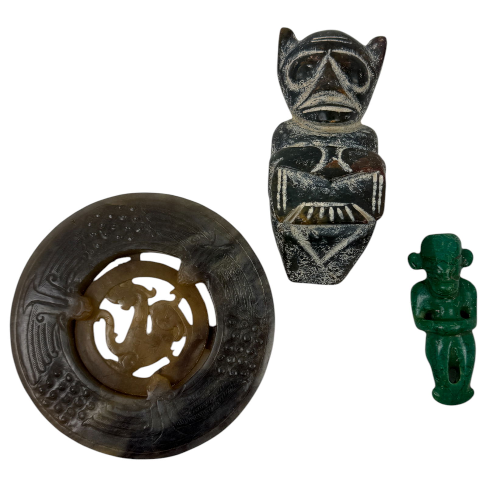 Antique Stone and Jade Fertility Effigy: Antique Stone and Jade Fertility Effigy Includes 3