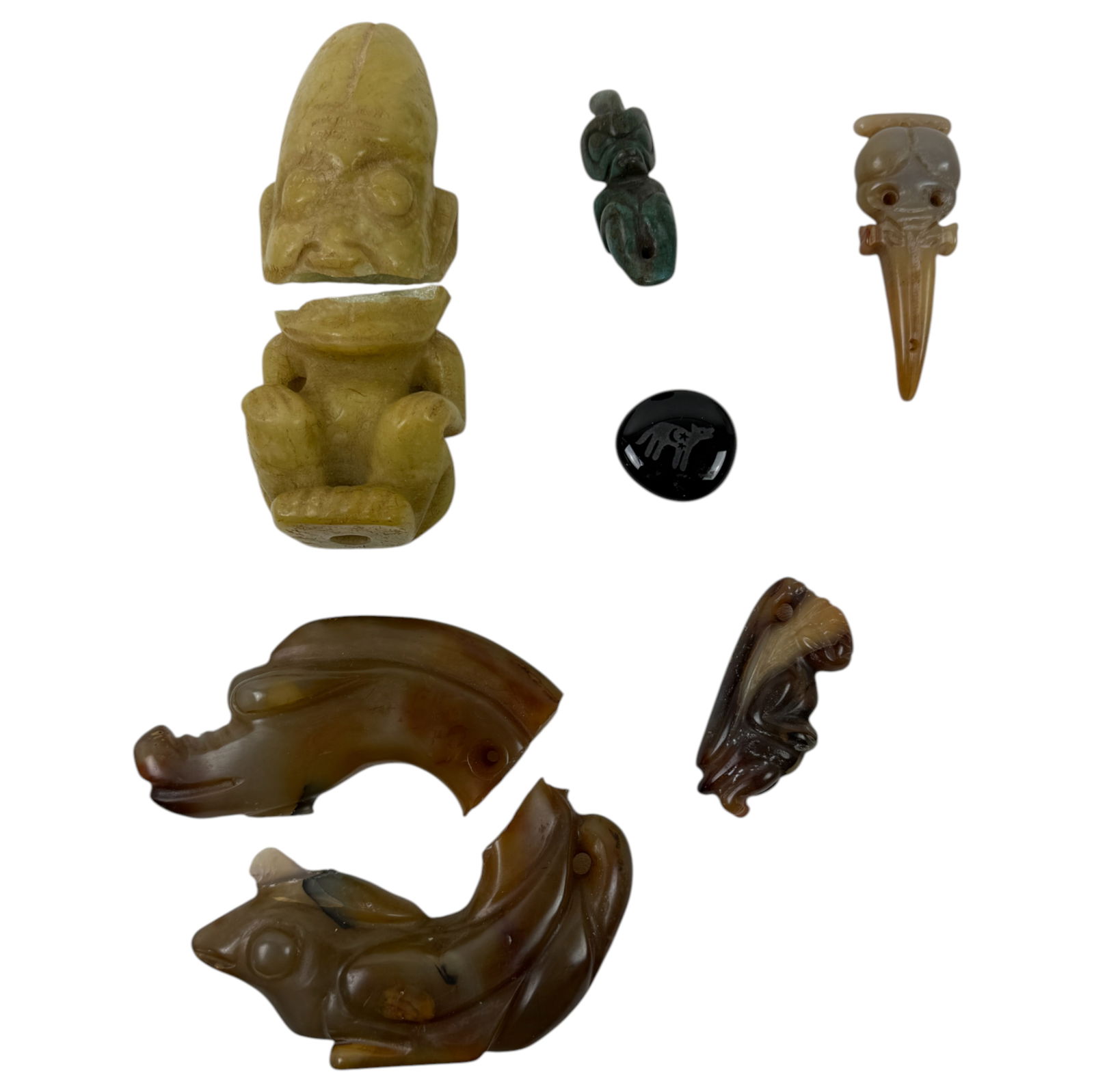 Antique Stone and Jade Fertility Effigy: Antique Stone and Jade Fertility Effigy Includes some broken pieces