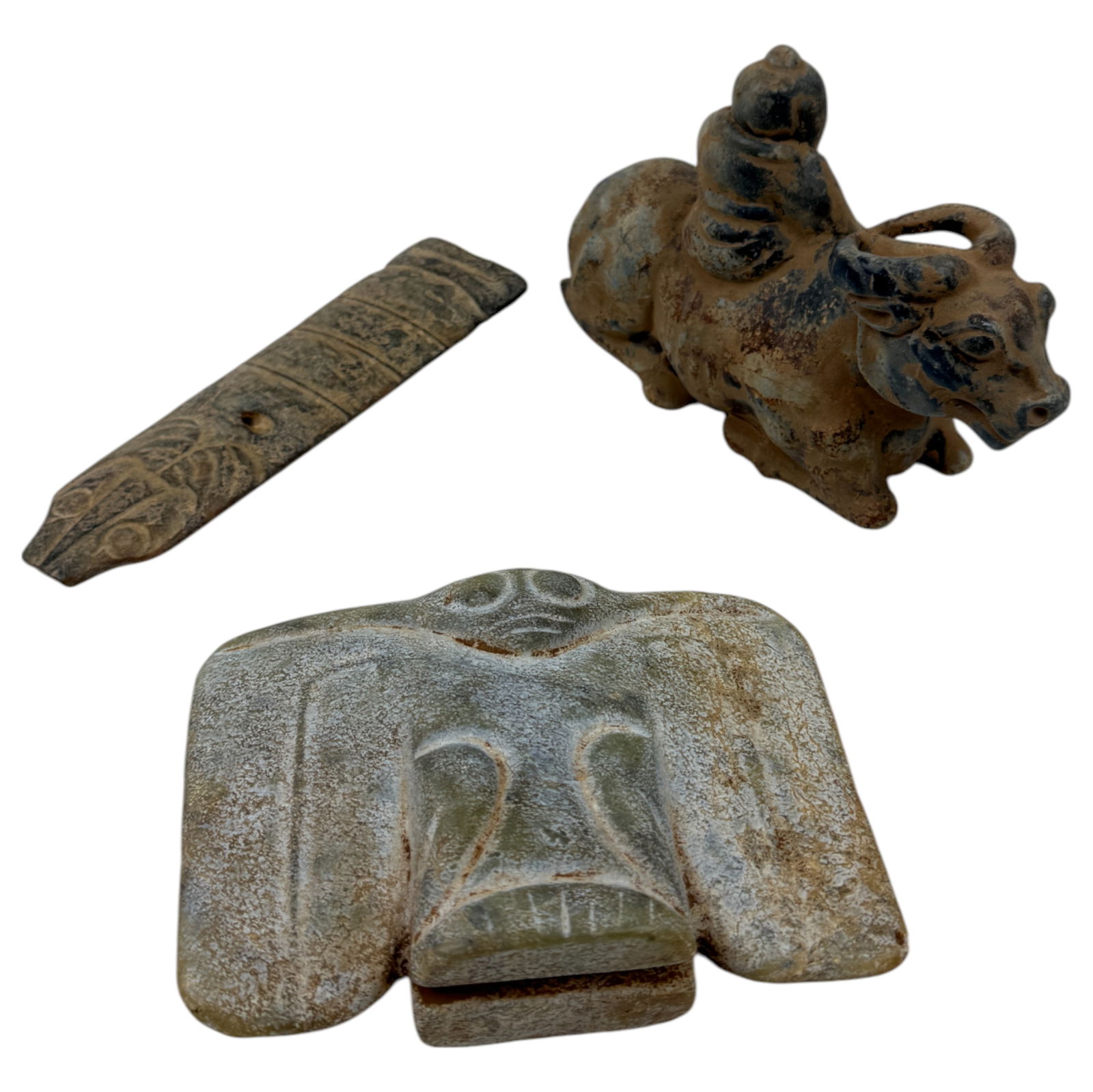 Antique Stone and Jade Fertility Effigy: Antique Stone and Jade Fertility Effigy Includes 3