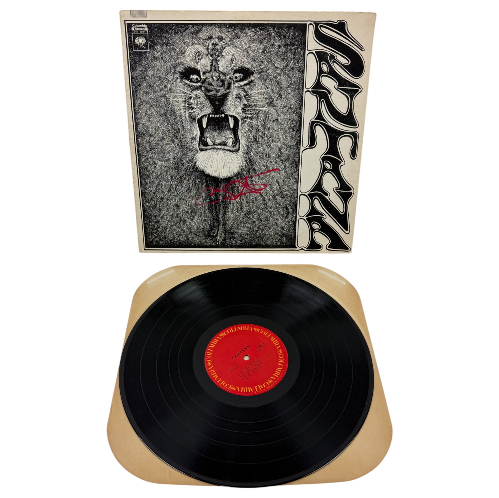 Vintage Signed By Carlos Santana Vinyl Record: Vintage Signed By Carlos Santana Vinyl Record