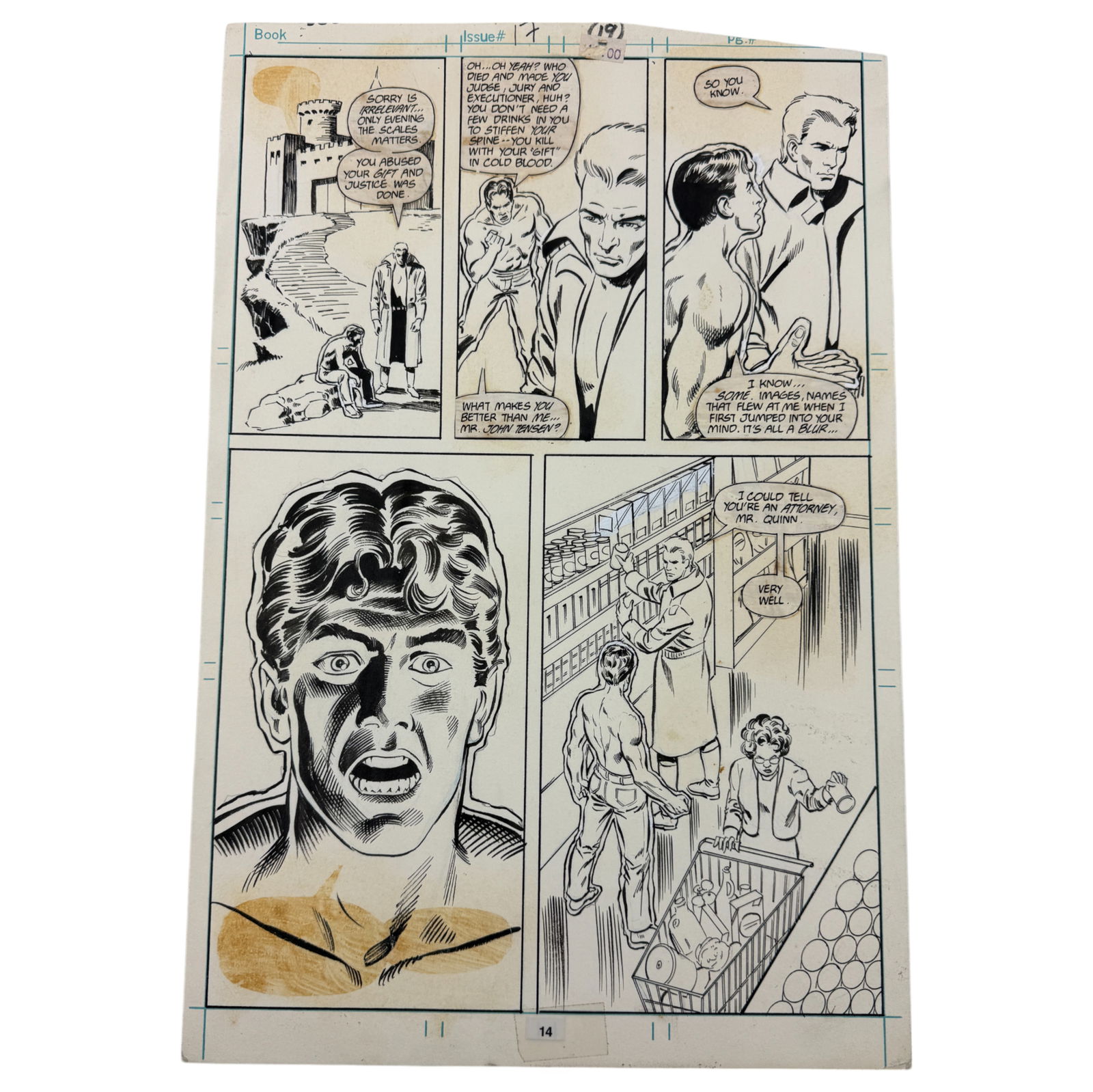 Vintage Black and White Story-Board Comic Art For Justice New Universe Comic (1 of 3)