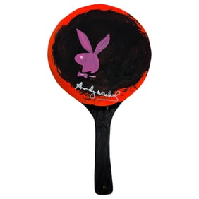 Andy Warhol Playboy Bunny Signed Painting on Pickleball Racket