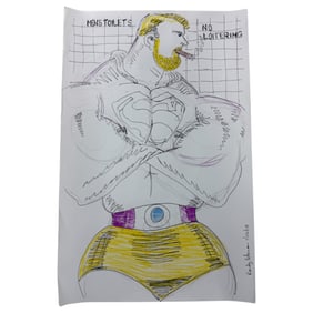 Randy Coleman Signed Gay Male Interest Original Drawing Illustration Art 17"x11" Inches