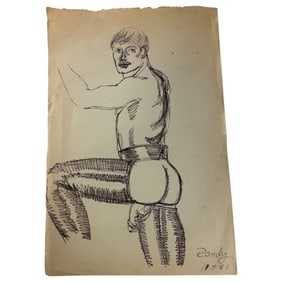 Randy Coleman Signed Gay Male Interest Original Drawing Illustration Art 17"x11" Inches