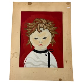 Vintage Lithograph Print Of Young Girl Signed By Jun Ichiro Sekino On The Bottom Right, Limited