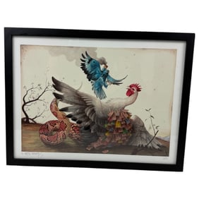 Lithograph Limited Edition 3/25Signed in Pencil on Bottom Left El Gato Chimney's Magical Painting of